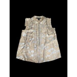 Marc by Marc Jacobs Beige Ruffled Sleeveless Blouse zipper Size XS Silk